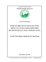 (Luận văn thạc sĩ) Đánh giá hiệu quả sử dụng đất vùng trồng cây ăn quả trọng điểm trên địa bàn huyện Lục Ngạn, tỉnh Bắc Giang