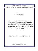 Tổ chức hoạt động trải nghiệm trong dạy học chương chất rắn và chất lỏng sự chuyển thể vật lí 10 THPT​ 