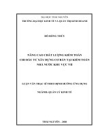 Nâng cao chất lượng kiểm toán chi đầu tư xây dựng cơ bản tại kiểm toán nhà nước khu vực VII