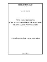 (Luận văn thạc sĩ) nâng cao chất lượng quản trị rủi ro tín dụng tại ngân hàng thương mại cổ phần quân đội 