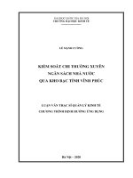 (Luận văn thạc sĩ) kiểm soát chi thường xuyên ngân sách nhà nước qua kho bạc tỉnh vĩnh phúc 