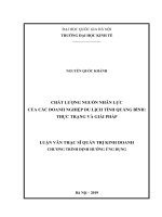 (Luận văn thạc sĩ) chất lượng nguồn nhân lực của các doanh nghiệp du lịch tỉnh quảng bình thực trạng và giải pháp    