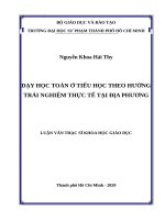 Dạy học toán ở tiểu học theo hướng trải nghiệm thực tế tại địa phương 