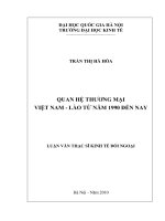 (Luận văn thạc sĩ) quan hệ thương mại việt nam   lào từ năm 1990 đến nay    