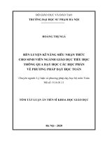 Rèn luyện kĩ năng siêu nhận thức cho sinh viên ngành giáo dục tiểu học thông qua dạy học các học phần về phương pháp dạy học toán (tt) 