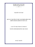 (Luận văn thạc sĩ) quản lý nợ công ở việt nam trong bối cảnh khủng hoảng kinh tế toàn cầu   
