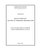(Luận văn thạc sĩ) quản lý nhân lực tại công ty TNHH dược phẩm hoa linh 