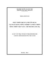 (Luận văn thạc sĩ) phát triển dịch vụ phi tín dụng tại ngân hàng nông nghiệp và phát triển nông thôn việt nam   chi nhánh láng hạ     