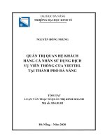 Quản trị quan hệ khách hàng cá nhân sử dụng dịch vụ viễn thông của viettel tại thành phố đà nẵng 