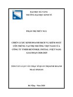 Chiến lƣợc kinh doanh dịch vụ kiểm soát côn trùng tại thị trƣờng việt nam của công ty TNHH rentokil initial (việt nam) giai đoạn 2020 2025 