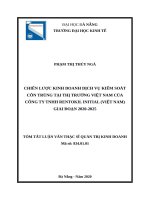 Chiến lƣợc kinh doanh dịch vụ kiểm soát côn trùng tại thị trƣờng việt nam của công ty TNHH rentokil initial (việt nam) giai đoạn 2020 2025 