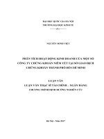 (Luận văn thạc sĩ) phân tích hoạt động kinh doanh của một số công ty chứng khoán niêm yết tại sở giao dịch chứng khoán thành phố hồ chí minh    