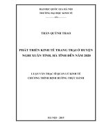 (Luận văn thạc sĩ) phát triển kinh tế trang trại ở huyện nghi xuân, tỉnh hà tĩnh đến năm 2020   