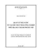 (Luận văn thạc sĩ) quản lý nhà nước về tái chế chất thải công nghiệp trên địa bàn thành phố hà nội 
