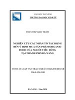 Nghiên cứu các nhân tố tác động đến ý định mua sản phẩm organic food của người tiêu dùng tại thành phố đà nẵng 