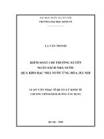 (Luận văn thạc sĩ) kiểm soát chi thường xuyên ngân sách nhà nước qua kho bạc nhà nước ứng hoà, hà nội     