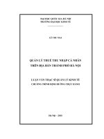 (Luận văn thạc sĩ) quản lý thuế thu nhập cá nhân trên địa bàn thành phố hà nội   