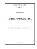 (Luận văn thạc sĩ) phát triển thị trường hàng không khu vực châu âu của vietnam airlines    