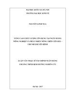 (Luận văn thạc sĩ) nâng cao chất lượng tín dụng tại ngân hàng nông nghiệp và phát triển nông thôn yên bái   chi nhánh yên bình    