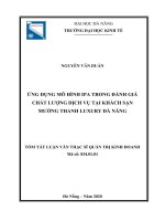 Ứng dụng mô hình IPA trong đánh giá chất lượng dịch vụ tại khách sạn mường thanh luxury đà nẵng 