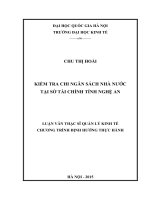 (Luận văn thạc sĩ) kiểm tra chi ngân sách nhà nước tại sở tài chính tỉnh nghệ an   