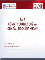 Bài giảng Thị trường chứng khoán - Bài 5: Công ty quản lý quỹ và quỹ đầu tư chứng khoán (TS. Lê Thị Hương Lan)