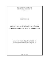(Luận văn thạc sĩ) quản lý nhà nước đối với các công ty cổ phần có vốn nhà nước ở tỉnh hà nam   