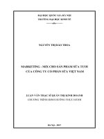 (Luận văn thạc sĩ) marketing   mix cho sản phẩm sữa tươi của công ty cổ phần sữa việt nam 