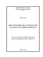 (Luận văn thạc sĩ) phân tích hiệu quả sử dụng vốn tại công ty cổ phần sông đà 2    