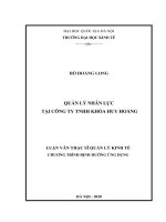 (Luận văn thạc sĩ) quản lý nhân lực tại công ty TNHH khóa huy hoàng 
