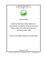 Đánh giá kết quả hoạt động của chi nhánh văn phòng đăng ký đất đai thị xã phổ yên, tỉnh thái nguyên giai đoạn 2016 2019