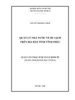 (Luận văn thạc sĩ) quản lý nhà nước về du lịch trên địa bàn tỉnh vĩnh phúc     