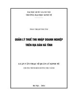 (Luận văn thạc sĩ) quản lý thuế thu nhập doanh nghiệp trên địa bàn hà tĩnh    
