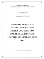 Thiosemicarrbazone   cellulose biến tính   nghiên cứu tổng hợp, cấu trúc và khả năng hấp thụ ion kim loại đồng (II)​ 