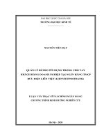 (Luận văn thạc sĩ) quản lý rủi ro tín dụng trong cho vay khách hàng doanh nghiệp tại ngân hàng TMCP bưu điện liên việt (lienvietpostbank) 