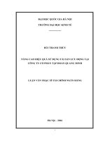 (Luận văn thạc sĩ) nâng cao hiệu quả sử dụng tài sản lưu động tại công ty cổ phần tập đoàn quang minh    