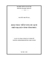 (Luận văn thạc sĩ) khai thác tiềm năng du lịch trên địa bàn tỉnh vĩnh phúc    