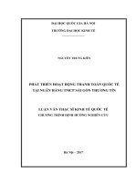 (Luận văn thạc sĩ) phát triển hoạt động thanh toán quốc tế tại ngân hàng TMCP sài gòn thương tín001 