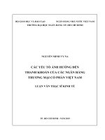 (Luận văn thạc sĩ) các yếu tố ảnh hưởng đến thanh khoản của các ngân hàng thương mại cổ phần việt nam 