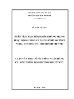 (Luận văn thạc sĩ) phân tích tài chính khách hàng trong hoạt động cho vay tại ngân hàng TMCP ngoại thương việt nam   chi nhánh việt trì   