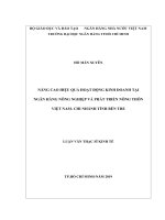 (Luận văn thạc sĩ) nâng cao hiệu quả hoạt động kinh doanh tại ngân hàng nông nghiệp và phát triển nông thôn việt nam   chi nhánh tỉnh bến tre 
