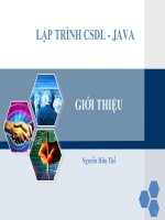 Bài giảng Lập trình Cơ sở dữ liệu – Java: Bài 0 - Nguyễn Hữu Thể