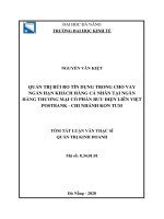 Quản trị rủi ro tín dụng trong cho vay ngắn hạn khách hàng cá nhân tại ngân hàng thương mại cổ phần bưu điện liên việt POSTBANK  chi nhánh kon tum 