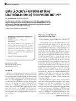 Quản lý các dự án xây dựng hạ tầng giao thông đường bộ theo phương thức PPP