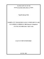 Nghiên cứu thành phần loài và phân bố của họ lucanidae latreille, 1804 insecta coleoptera ở vùng núi phía bắc việt nam