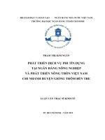 (Luận văn thạc sĩ) phát triển dịch vụ phi tín dụng tại ngân hàng nông nghiệp và phát triển nông thôn việt nam chi nhánh huyện giồng trôm bến tre 