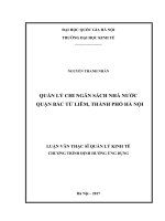 (Luận văn thạc sĩ) quản lý chi ngân sách quận bắc từ liêm, thành phố hà nội 