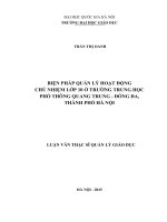 (Luận văn thạc sĩ) biện pháp quản lý hoạt động chủ nhiệm lớp 10 ở trường trung học phổ thông quang trung   đống đa, thành phố hà nội 