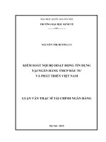 (Luận văn thạc sĩ) kiểm soát nội bộ hoạt động tín dụng tại ngân hàng TMCP đầu tư và phát triển việt nam    