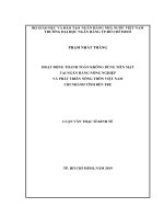 (Luận văn thạc sĩ) hoạt động thanh toán không dùng tiền mặt tại ngân hàng nông nghiệp và phát triển nông thôn việt nam chi nhánh tỉnh bến tre 